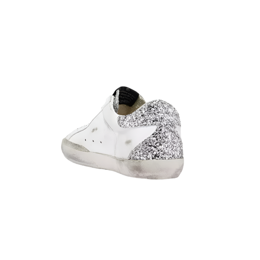 Golden Goose Superstar in White and Silver glitter