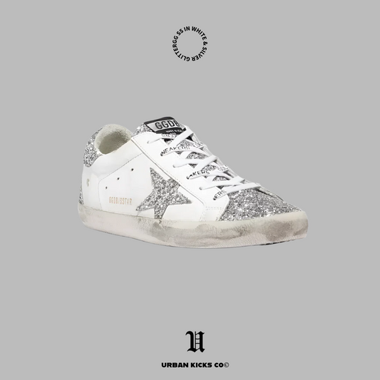 Golden Goose Superstar in White and Silver glitter