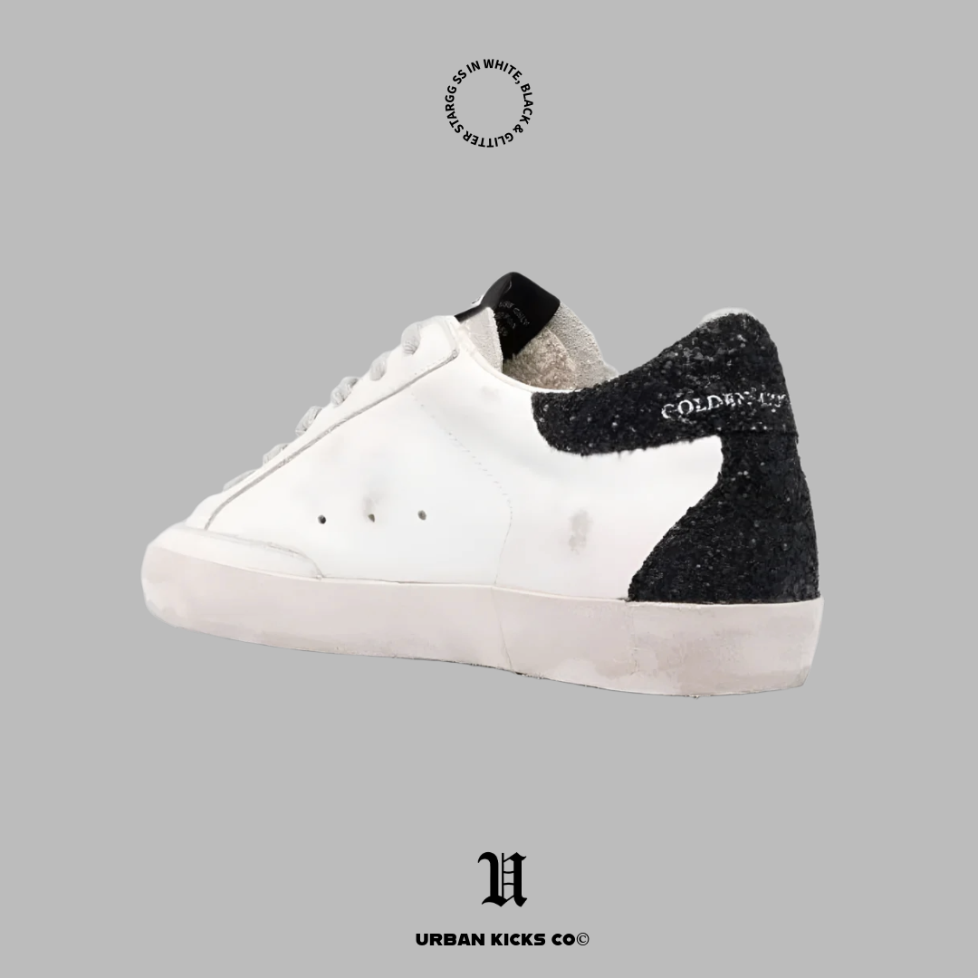 Golden Goose Superstar in white, black & glitter Star
