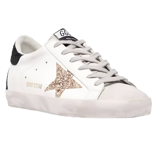 Golden Goose Superstar in white, black & glitter Star